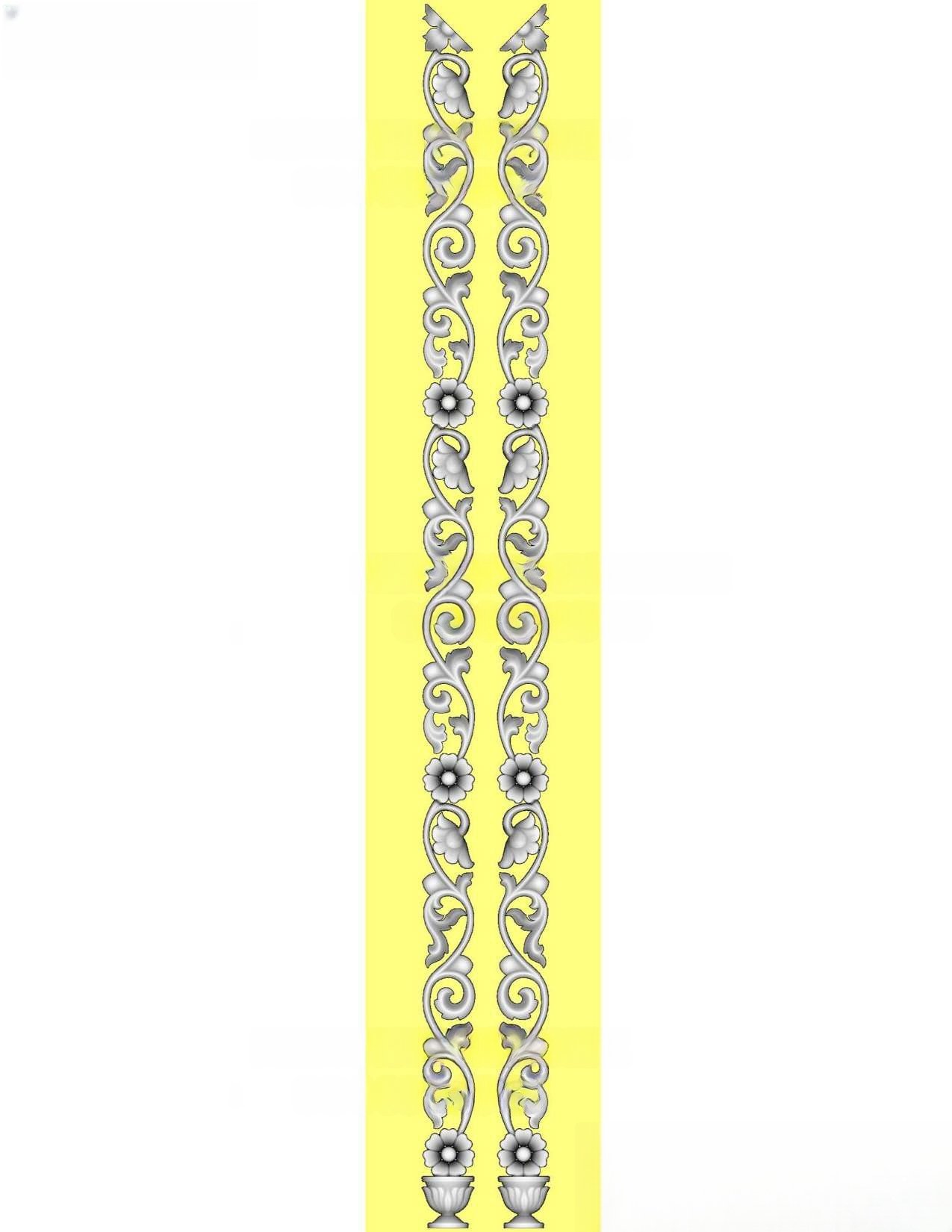 MD - MIX-27 Elegant Floral Vertical Border Carving Design